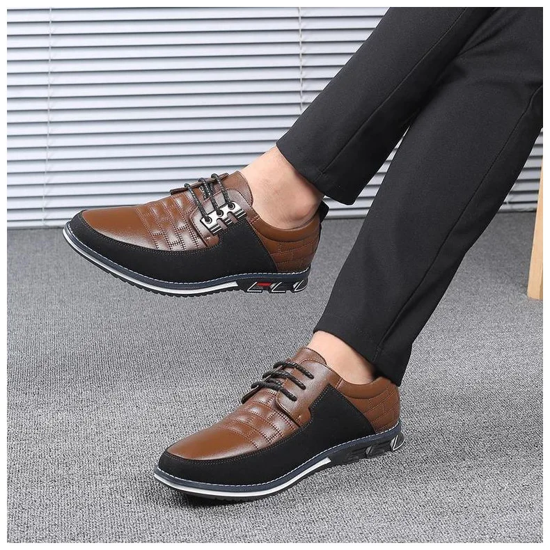 Plus Size 38-48 NEW Leather Men Casual Shoes Brand Mens Loafers Moccasins Breathable Slip On Lace Up Black Driving Shoes H444