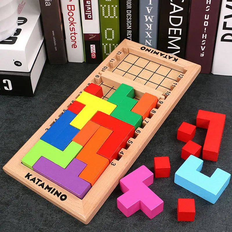 Детские пазлы Tetris деревянные игрушки детский стол мышление игра куб блочные