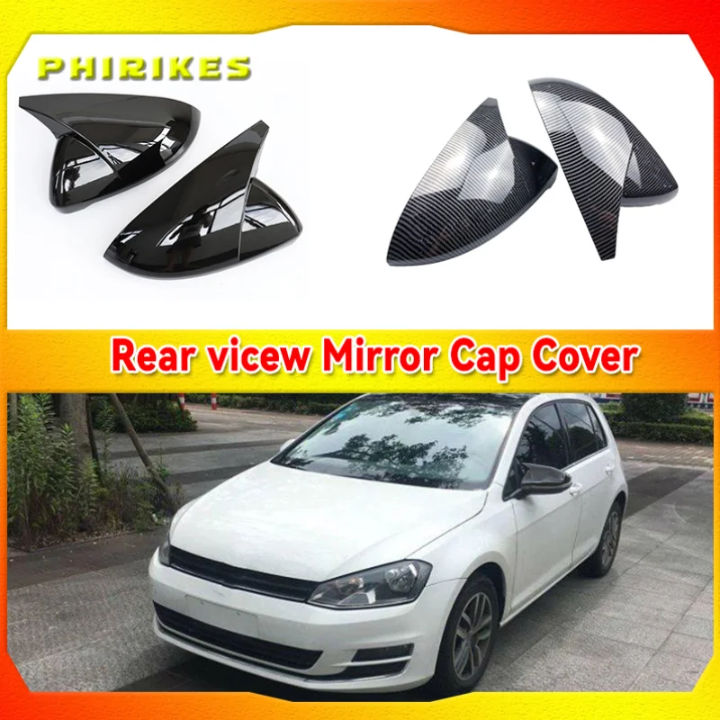 2PCS Mirror Covers Caps RearView Mirror Case Cover For VW Golf MK7 7.5