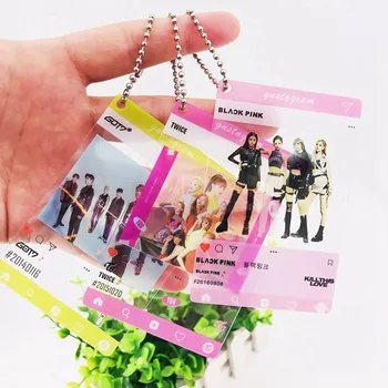 

Blackpink Got7 Seventeen Photo Card Chain Keychain Pendant PVC Transparent Card Key Hanging