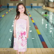 Экспортное банное полотенце из чистого хлопка с мультяшным принтом; детское регулируемое банное полотенце со скрытой пуговицей и мультяшным рисунком