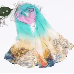 2019 экзотический таможенный цветной шарф с принтом женская шифоновая шаль длинные мягкие палантины женские летние тонкие модные накидки с