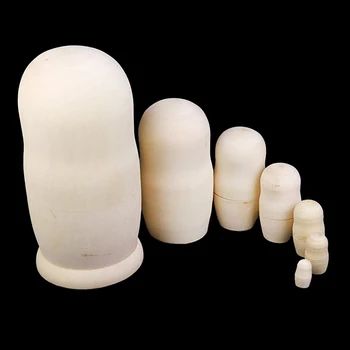 

7pcs/set DIY Hand-paint Unpainted Wooden Unpainted Blank Embryos Russian Dolls Matryoshka Kids Art Gift Sets JS23