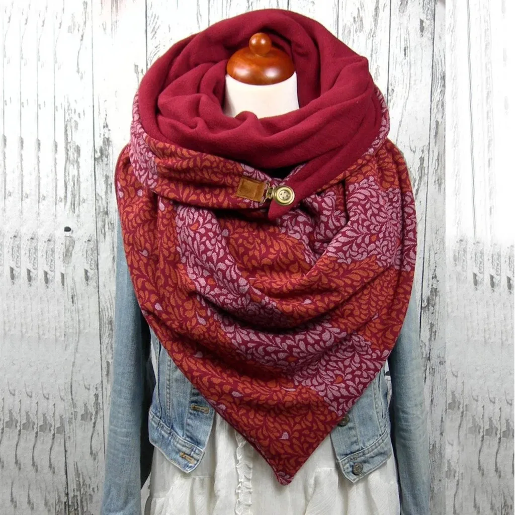 Модные женские шарфы, одноцветные, в горошек, с пуговицами, мягкие, повседневные, теплые шарфы, шали, модные, для отдыха, удобные, мягкие, индивидуальные - Цвет: Red a