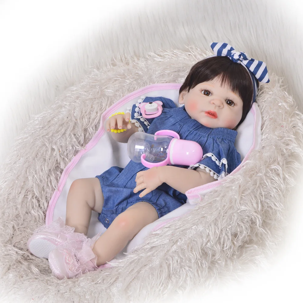 

23 Inch Realistic Reborn Baby Girl Doll Full Silicone Vinyl Adorable Girl Baby Toys Princess Baby Toys Doll For Children Gifts
