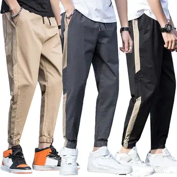 

Loose Sports Casual Pants Men's Beam Foot Harem Ankle Tie Drawstring Joggers Multi-Pocket Pants Men Sports Casual Trousers