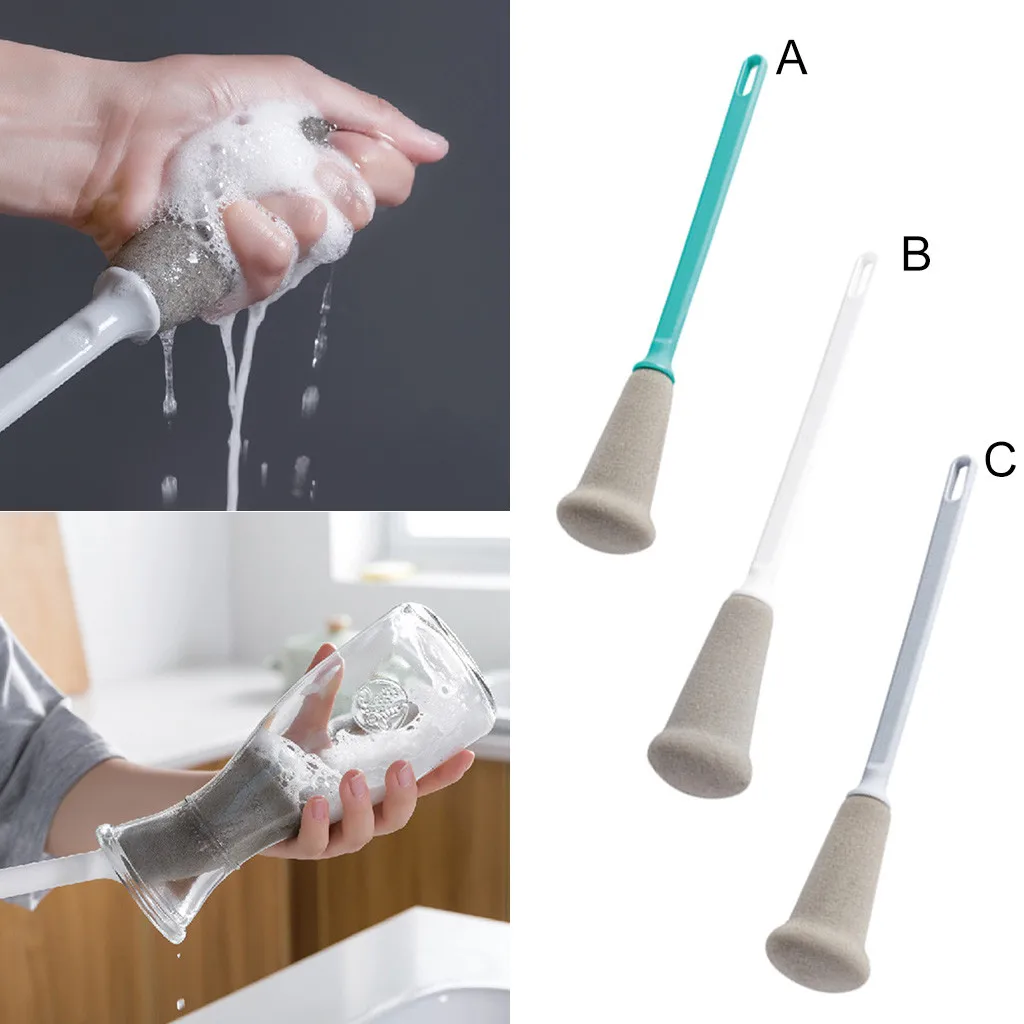 Long handle Sponge Brush Milk Bottle Cup Glass Washing Cleaning Kitchen Cleaner clean decontamination sponge cups brush