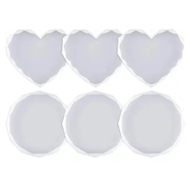 L5YA Coaster Molds for Resin Casting DIY Diamond Rim Heart-shaped Round Mold | Украшения и аксессуары