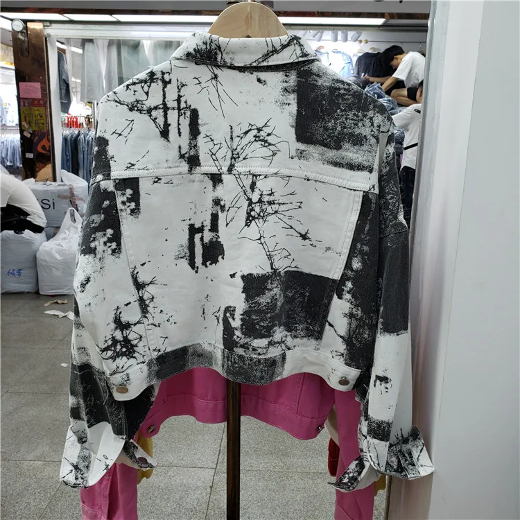 Камуфляжное пальто женская уличная одежда Студенческая BF Harajuku Осень Новые короткие джинсовые пальто с рукавами «летучая мышь» джинсовая куртка женская
