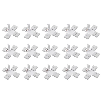 

uxcell 10mm 4P Cross Shape LED Strip Connector Quick Splitter for 5050 RGB 4 Conductor Strip Lights 15Pcs