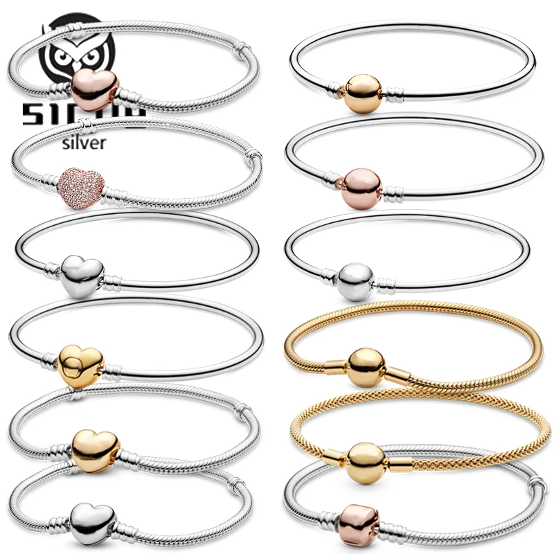 

Sicily Authentic original logo 100% 925 sterling silver pan charm chain bracelet for women fashion luxury snake bracelet jewelry