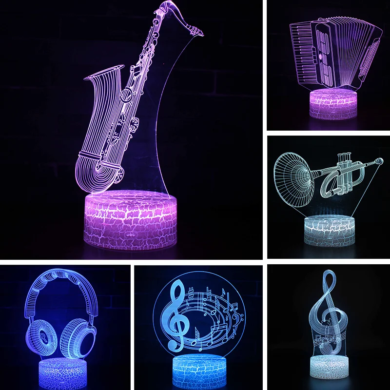 Musical Instrument Touch Sensor Led Night Light Mutil-colors LED 3D Light Lamp Children Bedroom Bedside Table Lamp Best Gifts