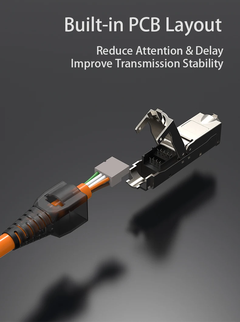 Tool-less RJ45 LAN Cable Extension Connector - Cat5e, Cat6A, Cat7 Network Extender Junction Adapter Description Image.
