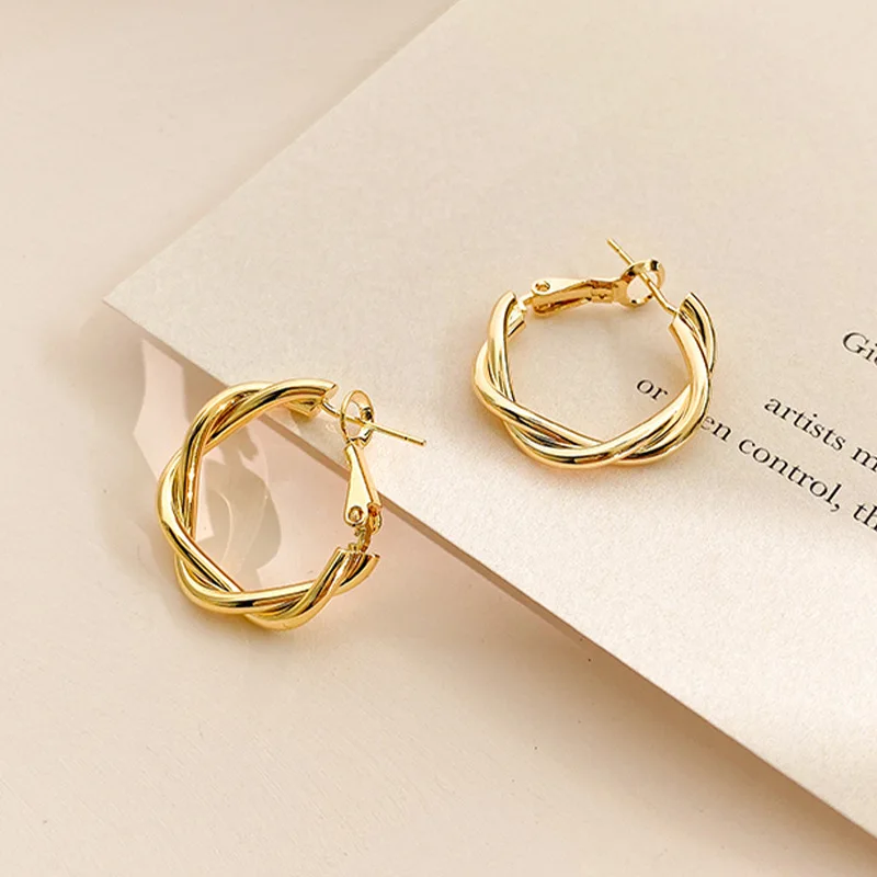 Earrings Women Geometry Wedding-Gif C-Shape Metal Girls Retro South Korea Golden Deformation