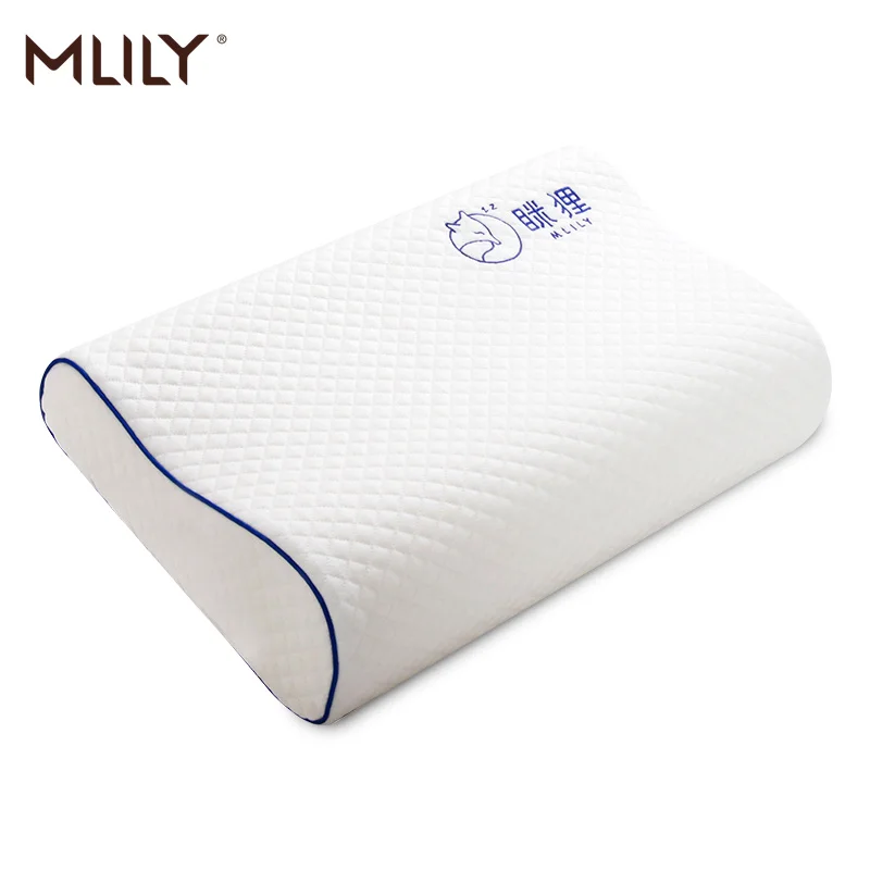 Mlily Memory Foam Bed Orthopedic Pillow for Neck Pain Sleeping with Embroidered Pillowcase 60*30cm photo