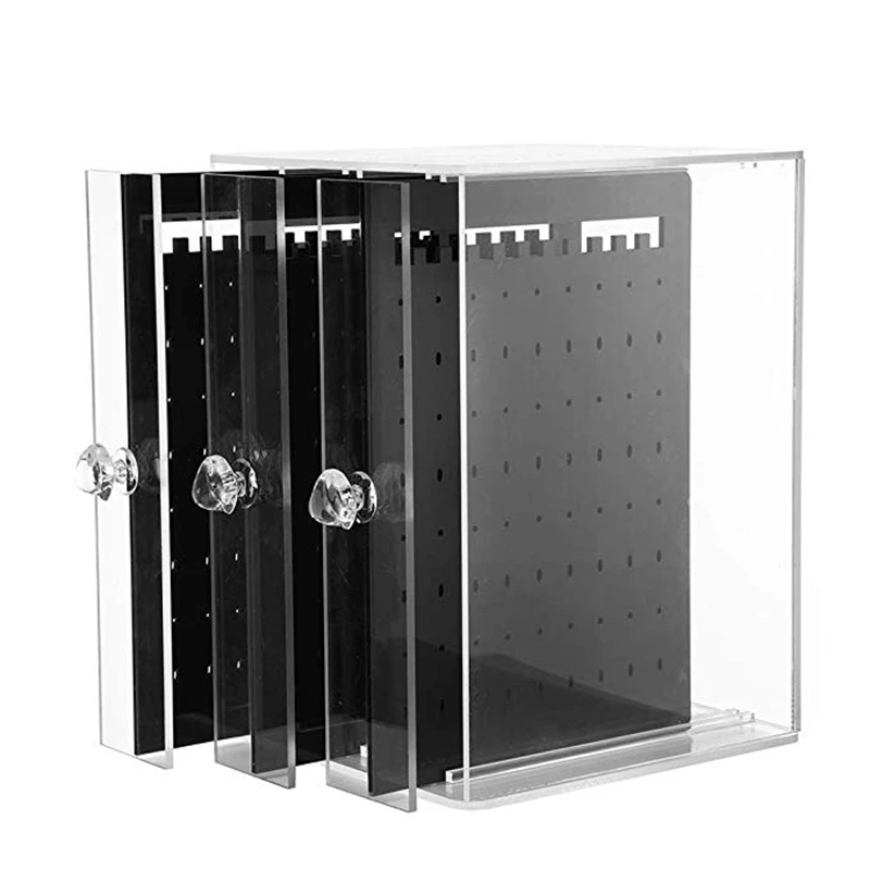 3 вертикальный выдвижной ящик держатель серьги коробка для хранения ювелирных изделий прозрачный дисплей держатель ювелирных изделий Стенд Чехлы черные для хранения
