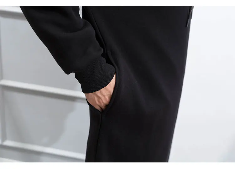 M-4XL long men's winter over the knee plus velvet thick winter hooded pullover loose trendy thick coat wild