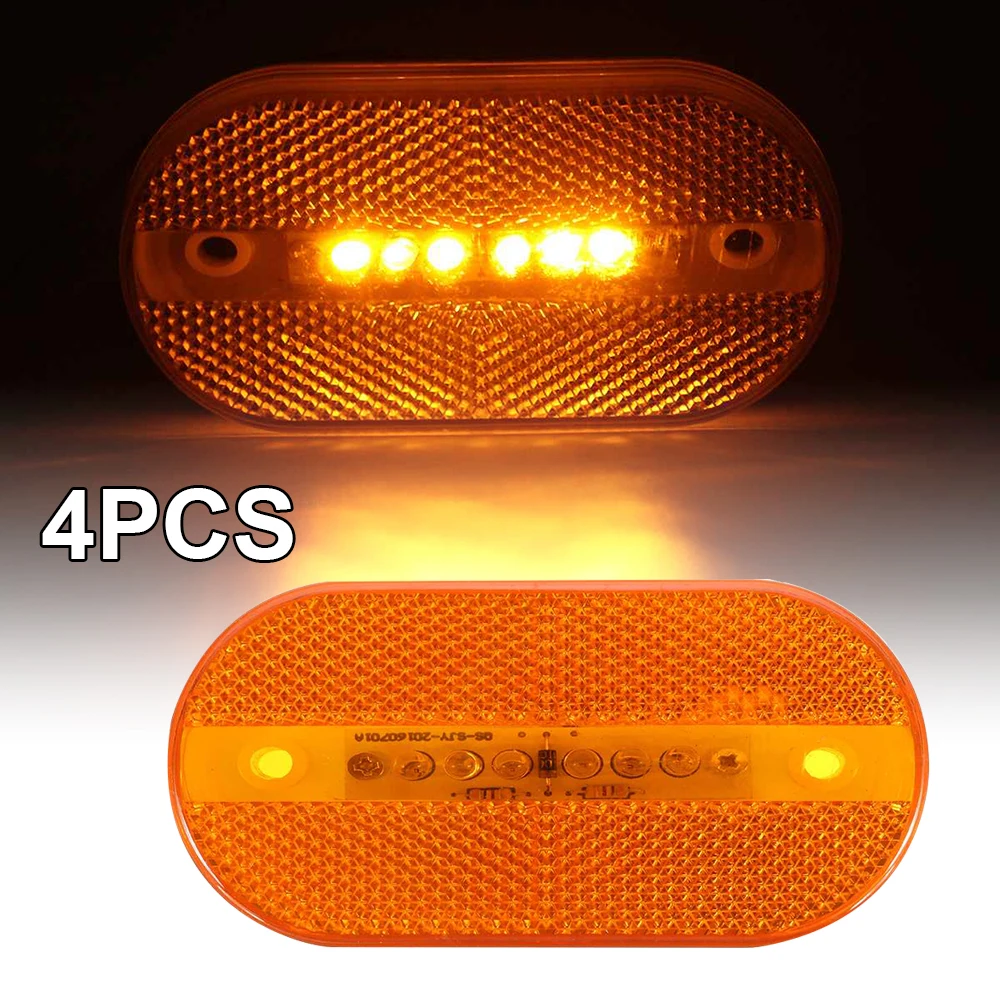 4 шт. Автомобиль Грузовик Лодка 6LED боковой габаритный светильник индикатор трейлер лампа Янтарный DC 12 В