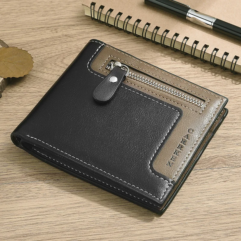 

2019 Hot Fashion Men Wallets Bifold Wallet ID Card Holder Coin Purse Pockets Clutch with Zipper Men Wallet with Coin Bag Gift