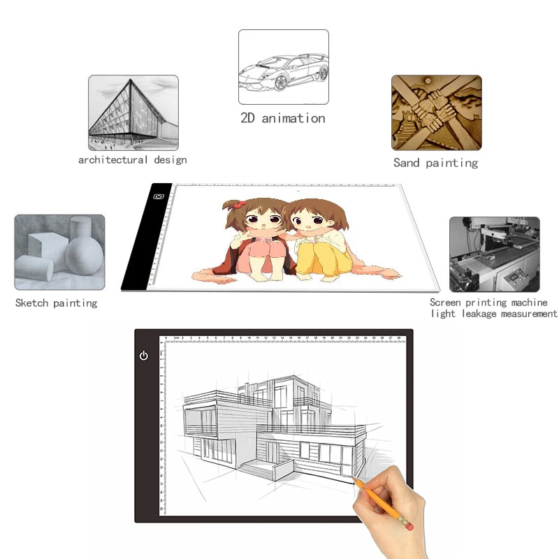 Ультратонкий A4 планшет со светодиодной подсветкой USB power Sketching трассировочный свет коробка портативный Artcraft легкие подушки высокого качества для художников рисование