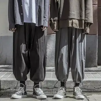 

Mens Casual Pants Loose Cargo Pants Male Black Cotton Trousers Harem Pants Hip Hop Casual Men Joggers Solid Harajuku Pants Males