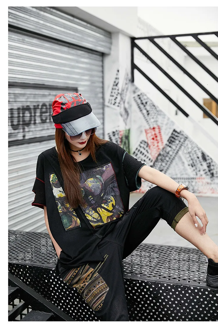 Max LuLu/2019 модные корейские женские винтажные Топы в стиле панк, женская черная футболка оверсайз, свободная джинсовая футболка в стиле панк
