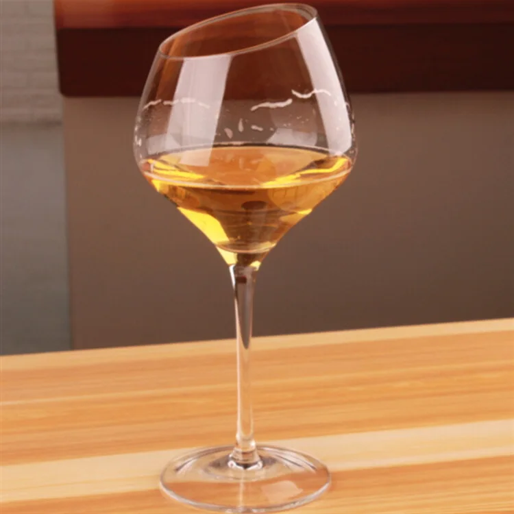 Bevel Clear Red Wine Cup Oblique Glass High Foot Ordinary Burgundy Beer Drinking Glasses | Дом и сад