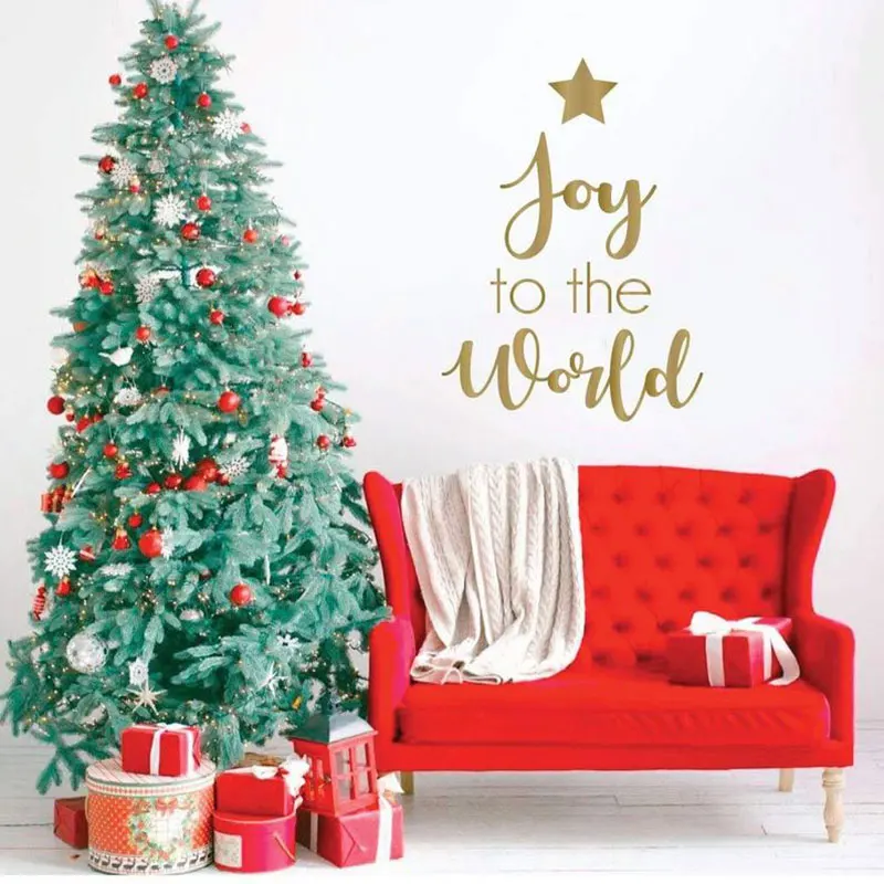 Рождественская Наклейка на стену Joy To The World цитаты домашний декор из винила