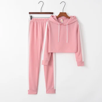 

spring hoodies and long pants cotton 2 two piece set women streetwear loose tracksuit sweatsuit warm baggy woman clothes 2020