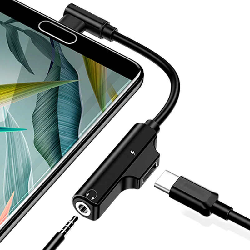Usb type C до 3,5 мм разъем адаптер для Xiaomi mi 9 8 mi 9 huawei mate 20 P30 P20 Pro samsung S10 S9 type-C OTG USB-C USBC сплиттер - Цвет: Black