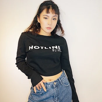 

2019 new fashion women's clothing Retro Tops High Waist Short Slim Slim Joker Long Sleeve T-Shirt Tight