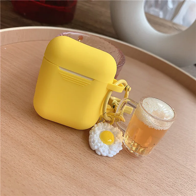 Силиконовый чехол с пузырями Boba чай пиво, подвеска Funda для Airpod чехол защитные чехлы из ТПУ Для Air Pods 2 1 брелок для девочек