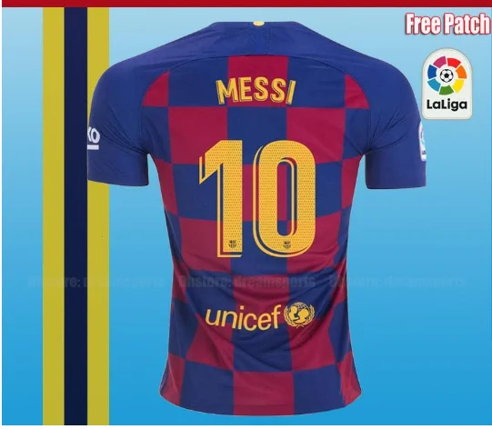 Barcaed Messi Футбольные Майки 19 20 взрослая футболка для дома, F. DE JONG GRIEZMANN MESSI Размер S-4XL - Цвет: shirt