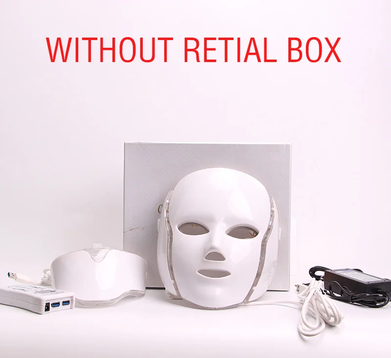 WITHOUT BOX Подтягивающая маска для лица, светодиодная терапевтическая маска, светодиодная Корейская фотонная терапия, маска для лица, машинный светильник, терапия акне, маска для шеи, красивая светодиодная маска, инструмент - Цвет: WITHOUT BOX