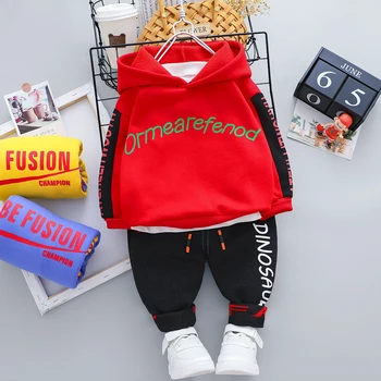 

Fashion Toddler Boy Girl Casual Hooded Clothes 2020 Thicken Set Winter Warmer Letter Sets Infant Clothing 1 2 3 4 Years