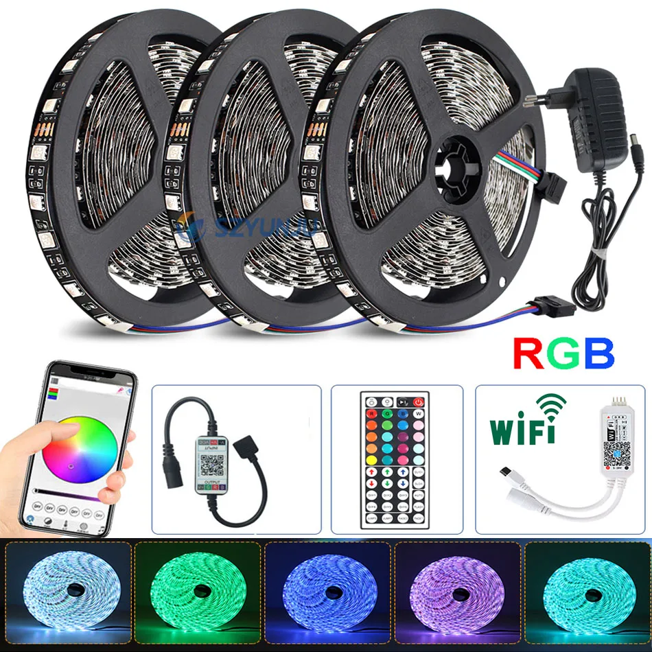 12В/5В черный светодиодный PCB полоса 5050 RGB гибкий светильник лента + WIFI инфракрасный