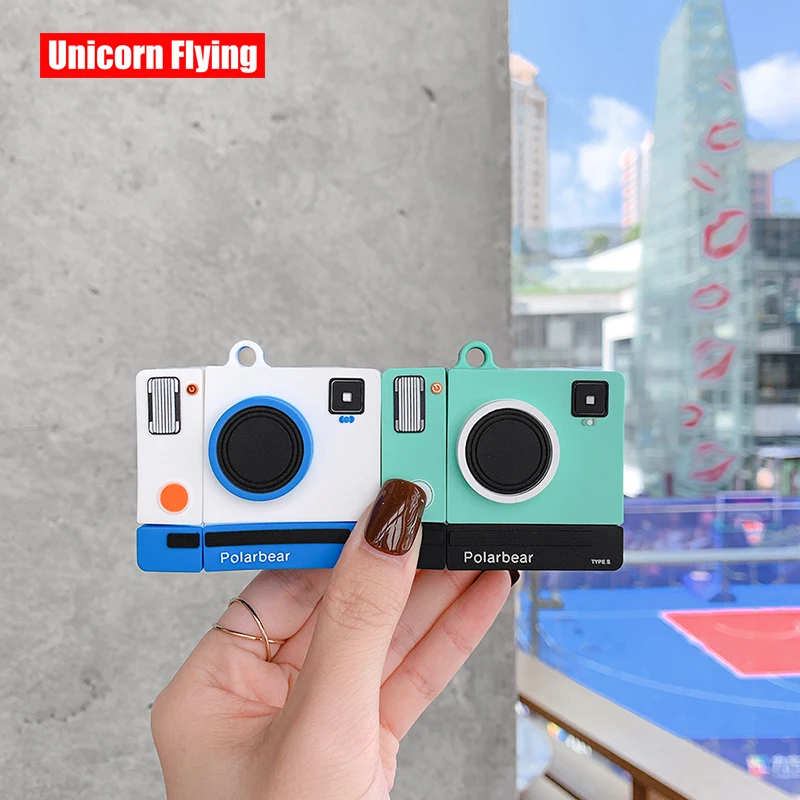 

LinXiang Cute Cartoon 3D Mini Camera Bluetooth Earphone Silicone Protective Case For Apple Airpods 1 2