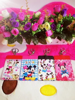 

1PCS Mickey Minnie Love Anime Plush Card Holder PU Cartoon Credit ID Bags Coin Bus Card Wallet Kid Girls Birthday Gifts New
