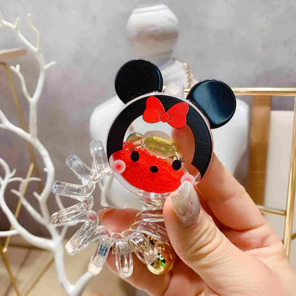 Disney для девочек с героями мультфильмов, Минни-Маус Mi Хрустальные Блестки резинки для волос резинка для волос кольцо ярких цветов водный поток, песок - Цвет: A