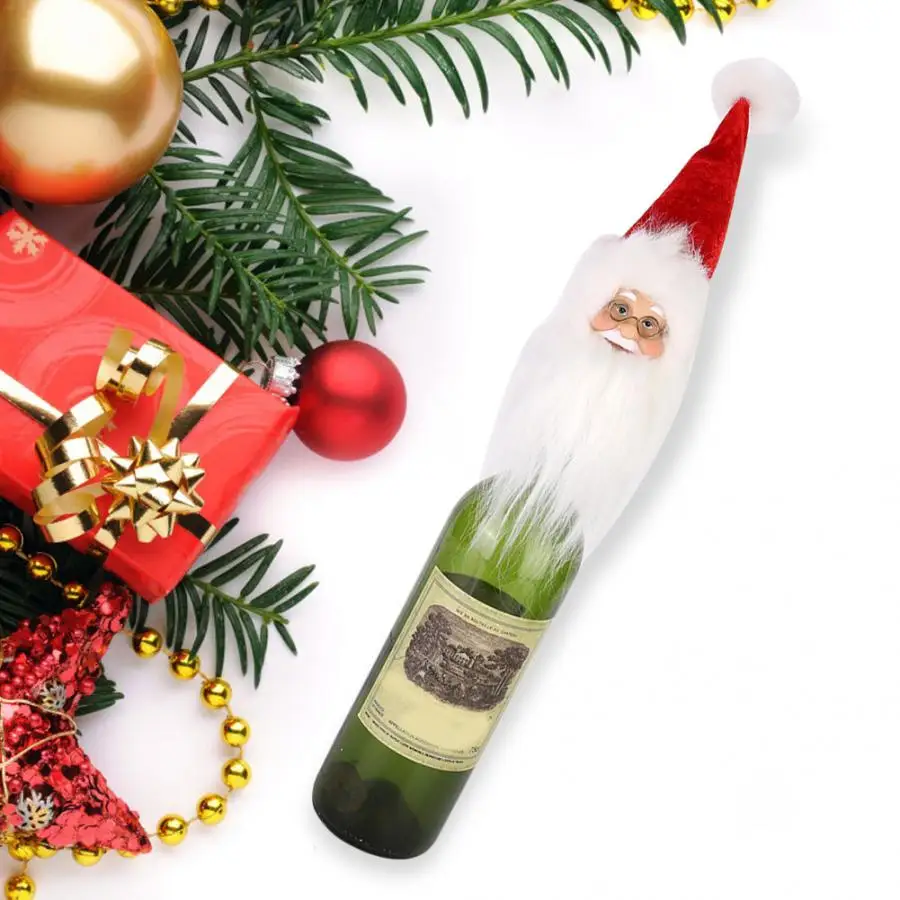 Red Wine Bottle Cover Christmas Tree Decoration On The Bottle Family Dinner Decor Free Shipping