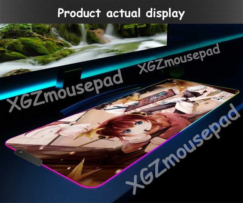 XGZ аниме кленовый лист милая девушка гинтама пользовательский большой RGB коврик для мыши черный замок край компьютерная клавиатура стол коврик резиновый нескользящий Xxl