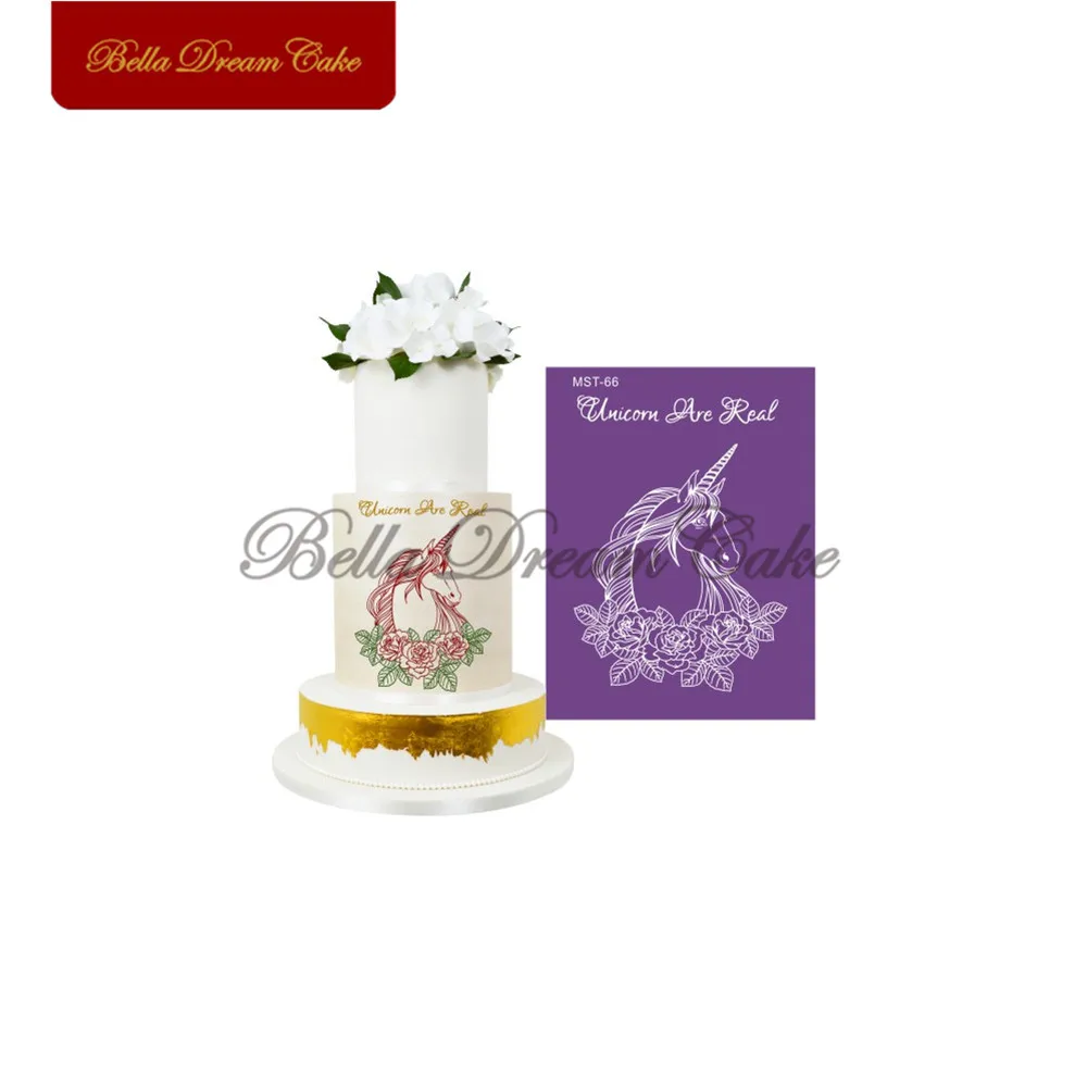 

Unicorn Mesh Stencils Rose Flower Frabric Cake Stencil Fondant Sugarcraft Cake Template Mold Cake Decorating Tool Bakeware