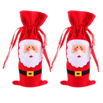 

2pcs Fashion Christmas Wine Bottle Decorations Santa Clause Bottle Covers