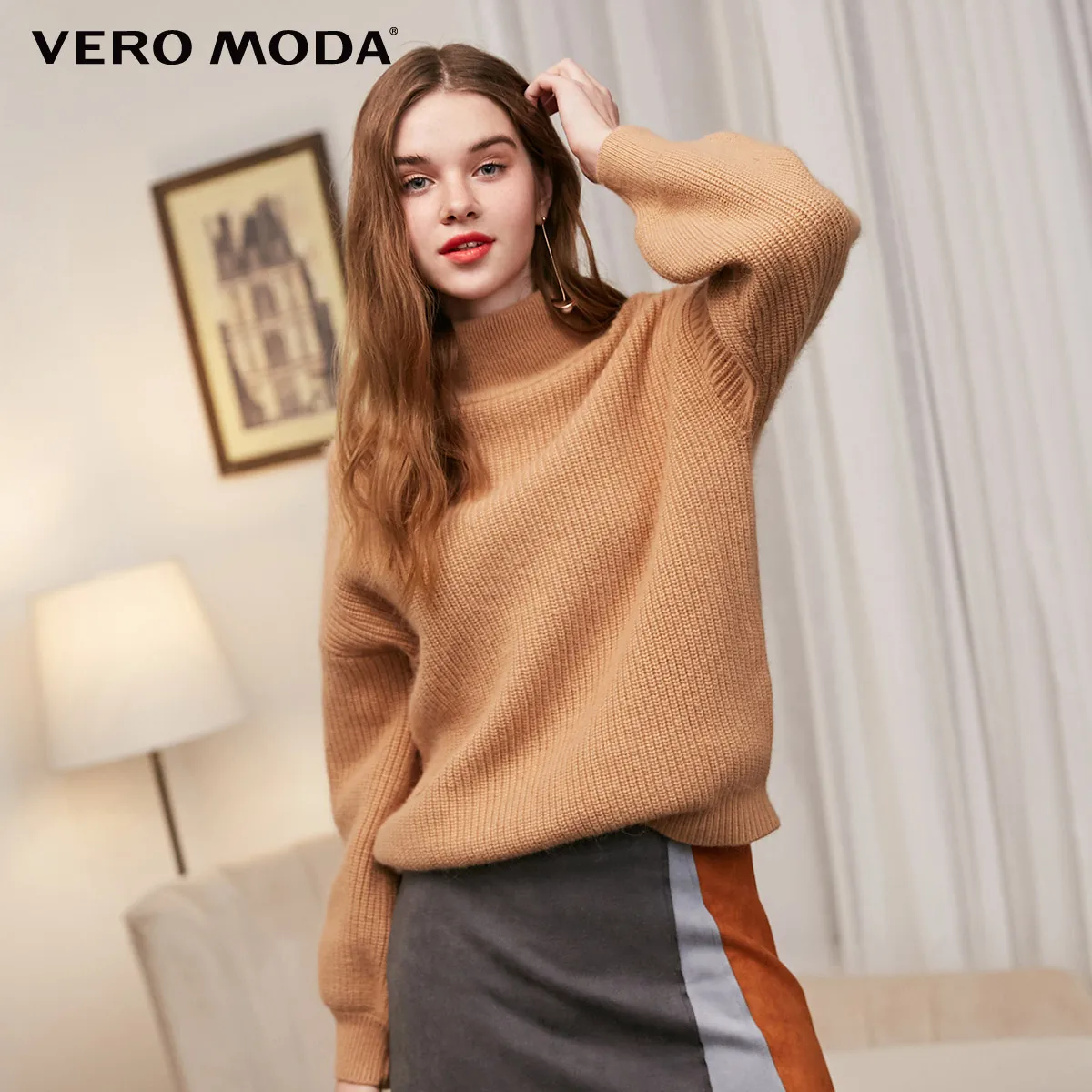 Vero Moda женский свободный свитер с вырезом сзади и высоким воротником | 318413588