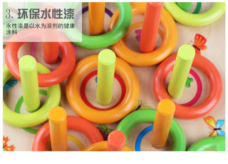 Деревянные Ringtoss радужные круглые стропы Колонка для детей раннего возраста обучающая игрушка для родителей и детей игра деревянные игрушки