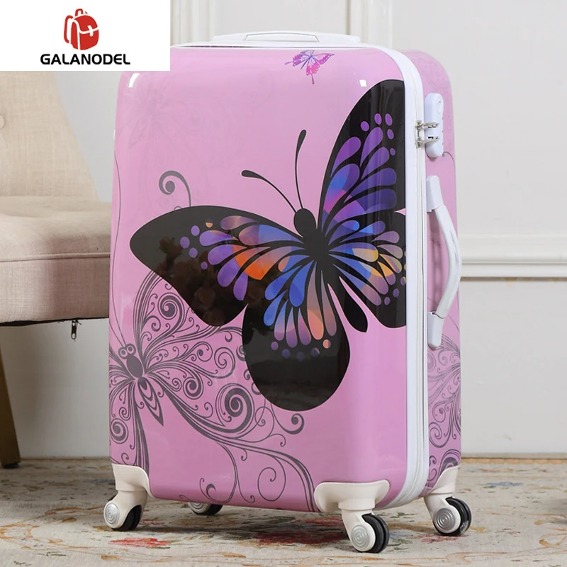 

Cute Cartoon Student Rolling Luggage Spinner Children Butterfly Trolley Suitcase Wheels Kids Carry on Travel Bag Women Suitcase