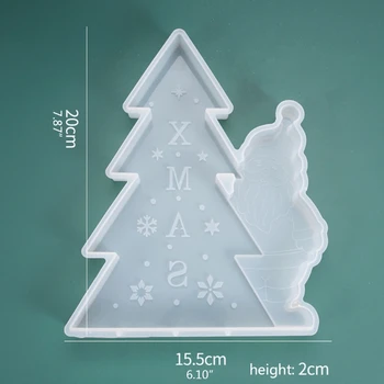 

Crystal Epoxy Resin Mold DIY Christmas Tree Santa Listed Pendant Silicone Mould F3MD