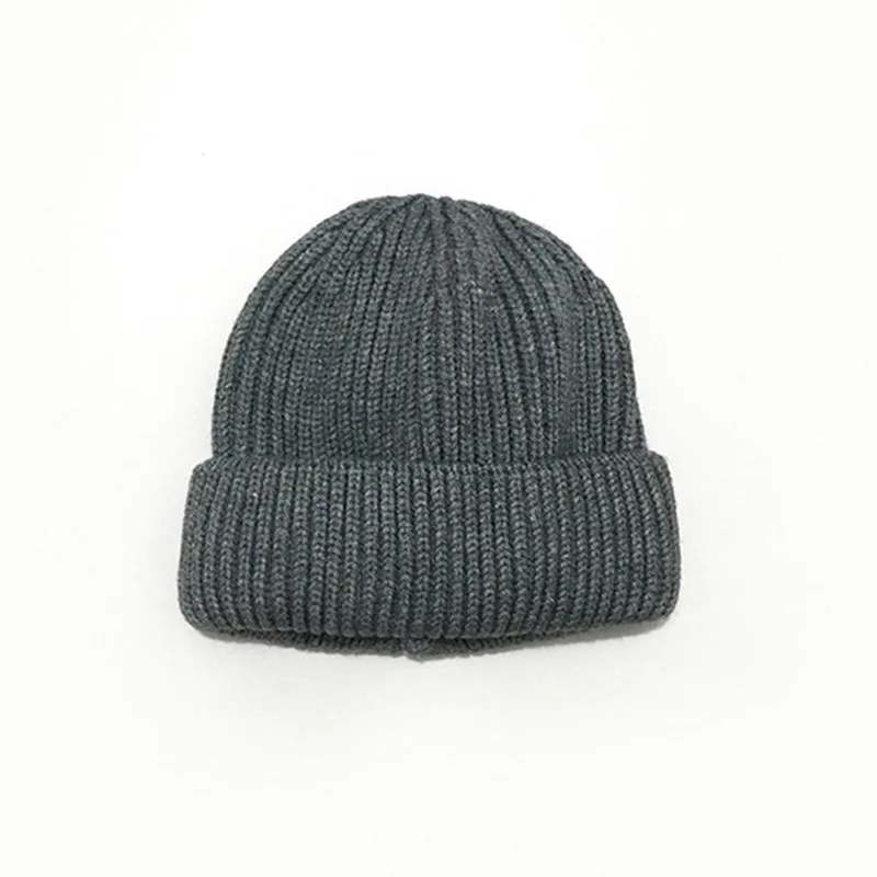gray Вязаная теплая мужская шапка бини Skullcap зимняя короткая черная шапка в рыбацком стиле ретро шапка в морском стиле - Цвет: gray
