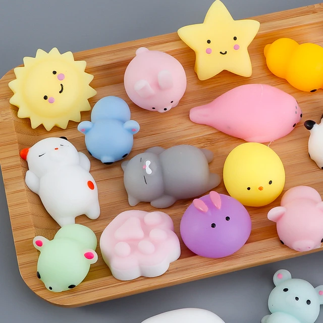 Mini soft squishy Anti-stress Toys Silicone Hand Squeeze Animals Cat Kawaii  Rubber Squishes Antistress Toy