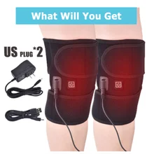  4/2Pcs/Set Electric Heating Pad Knee Massager Infrared Heating Knee Support Brace Wrap Therapy Arthritis Cramps Pain Relief 